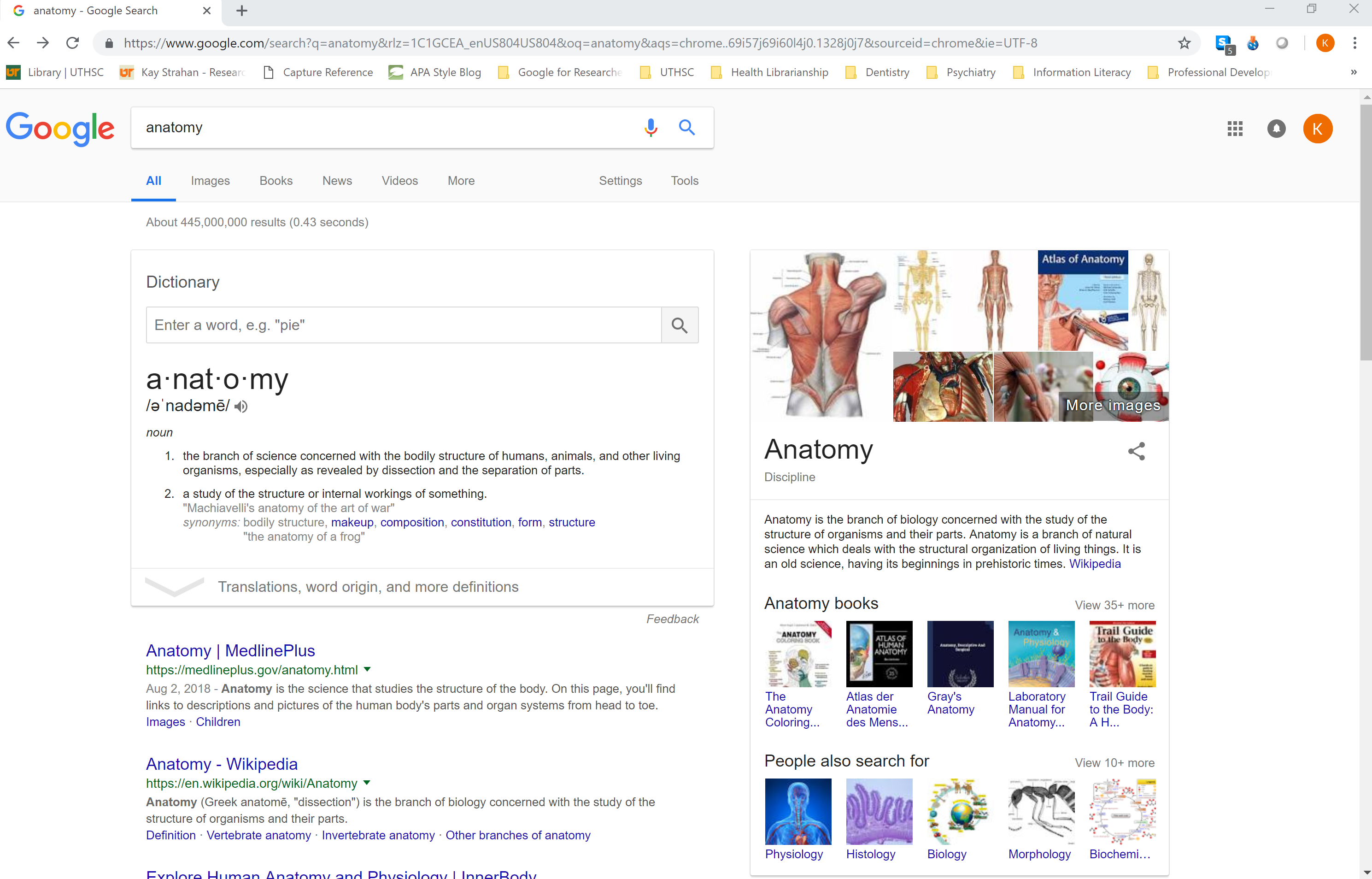 screenshot of basic google search for